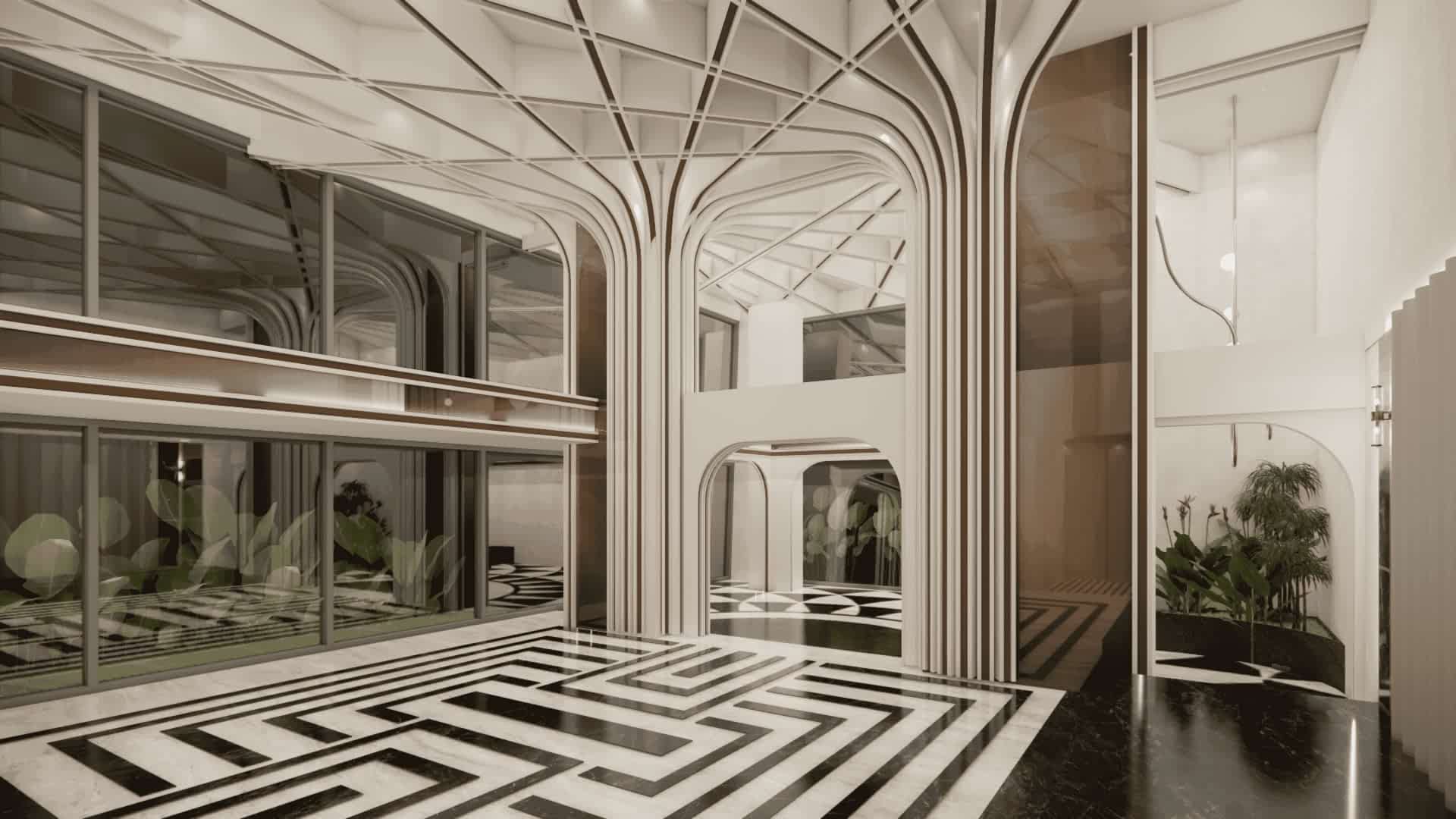 Everfine Straatosphere Lobby View 2 - Grand High-Ceiling Entrance